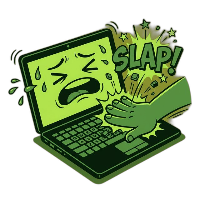 Hand slapping an Apple MacBook
